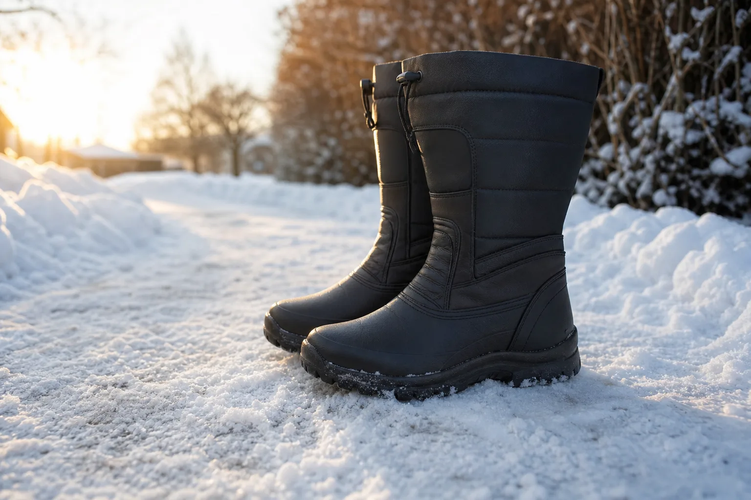 Vinterstövlar dam i snön