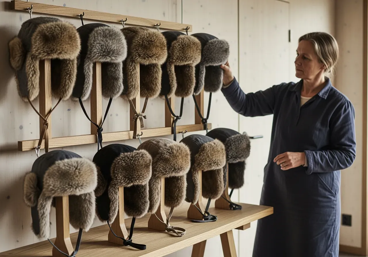 Pälsmössor för med hakband