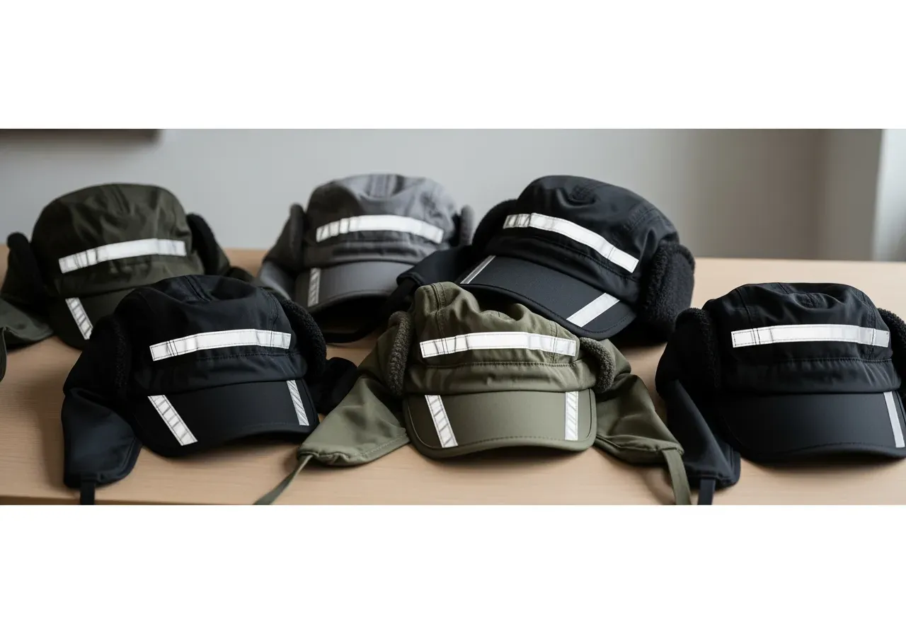 Öronlappsmössor med reflex och skärm