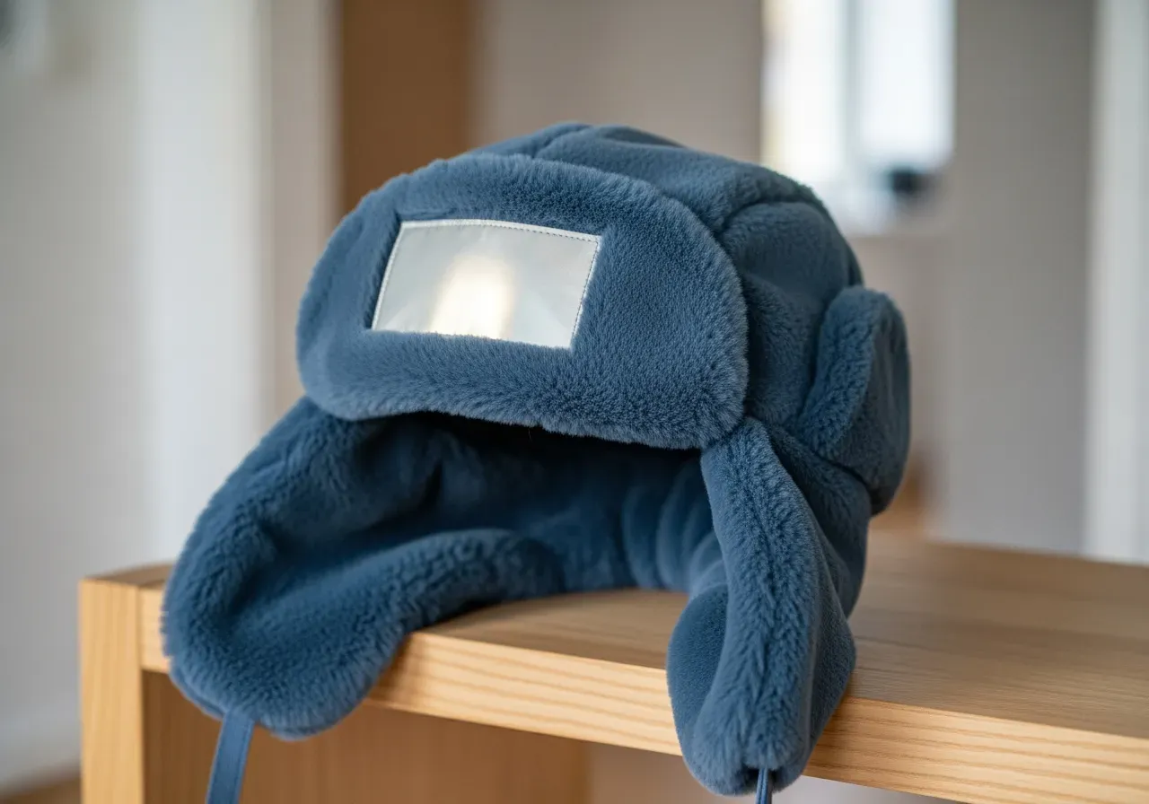 Reflexplacering blå pälsmössa