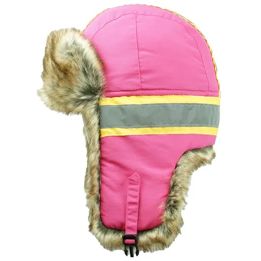 Pälsmössa rosa/reflex| barn/junior