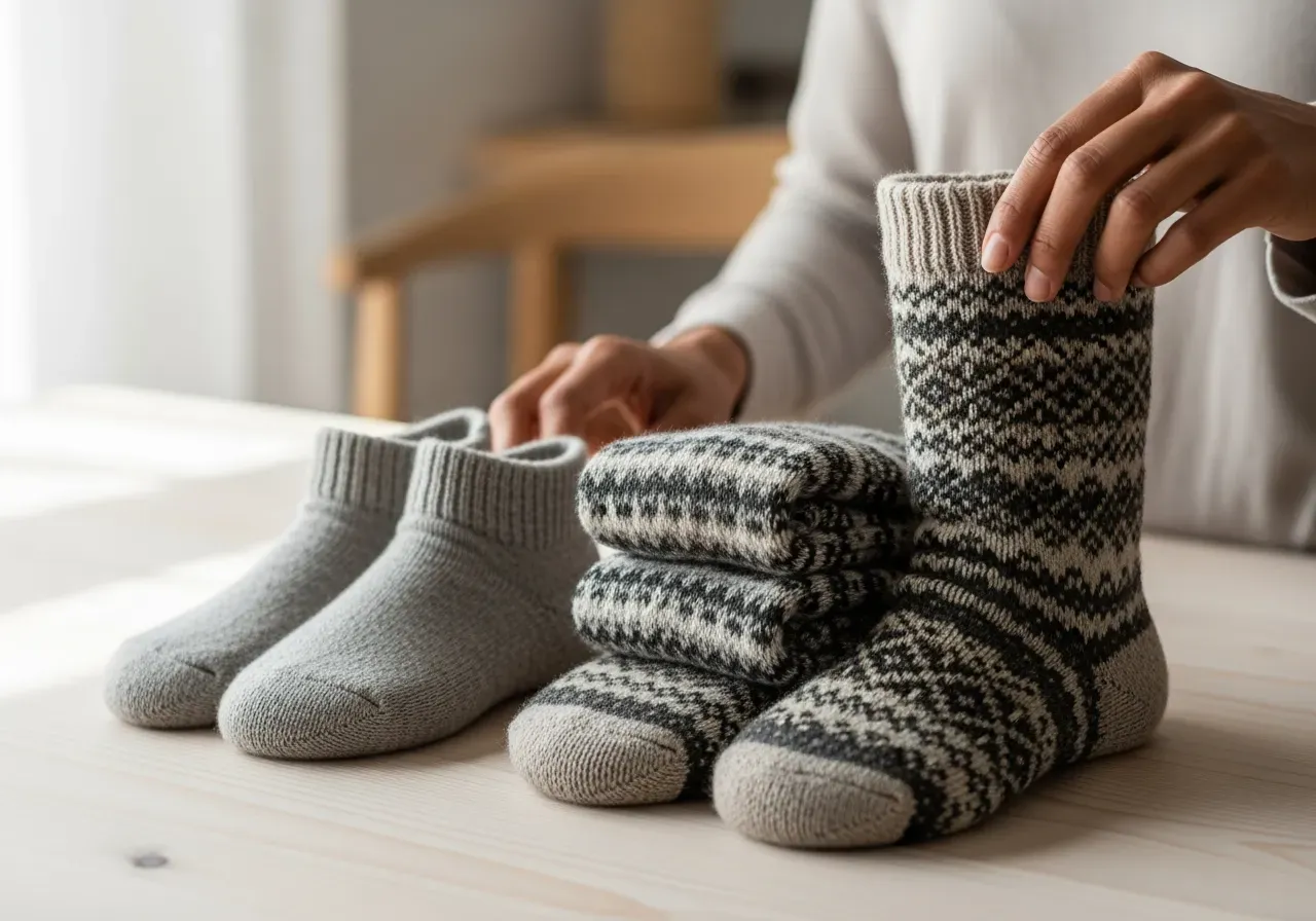 Ankel och höga ullstrumpor