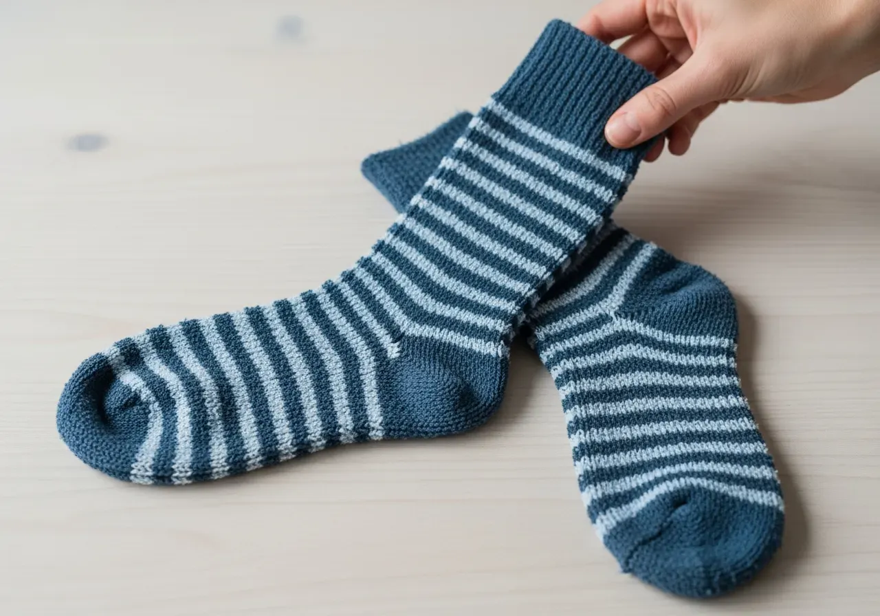 Blårandiga ullfrottéstrumpor för vardag