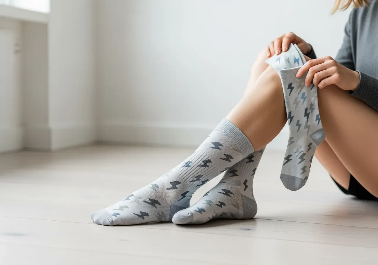 Blixtstrumpor med motiv och passform