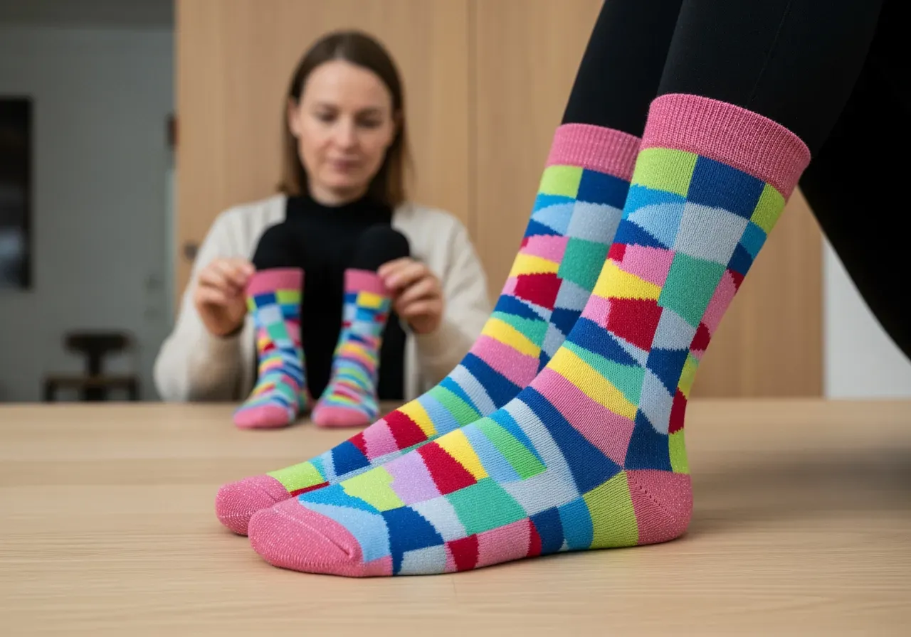 Färgglada disko bubbelgum-strumpor