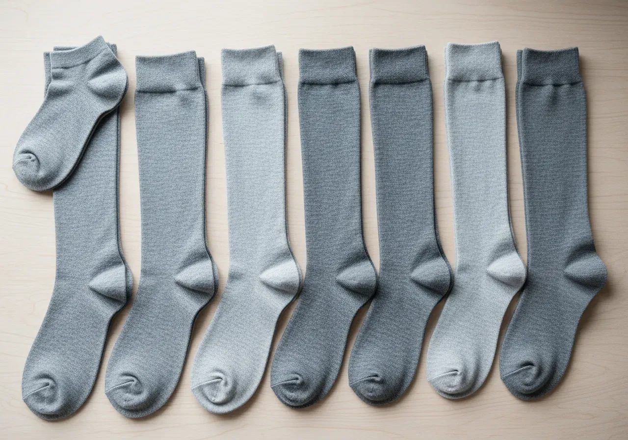 Grå månstenstrumpor i olika längder