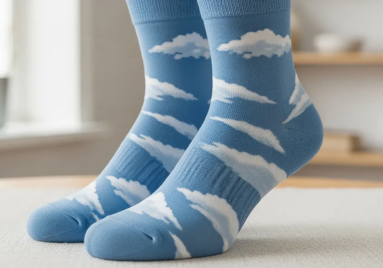 Blå strumpor med himmelmotiv