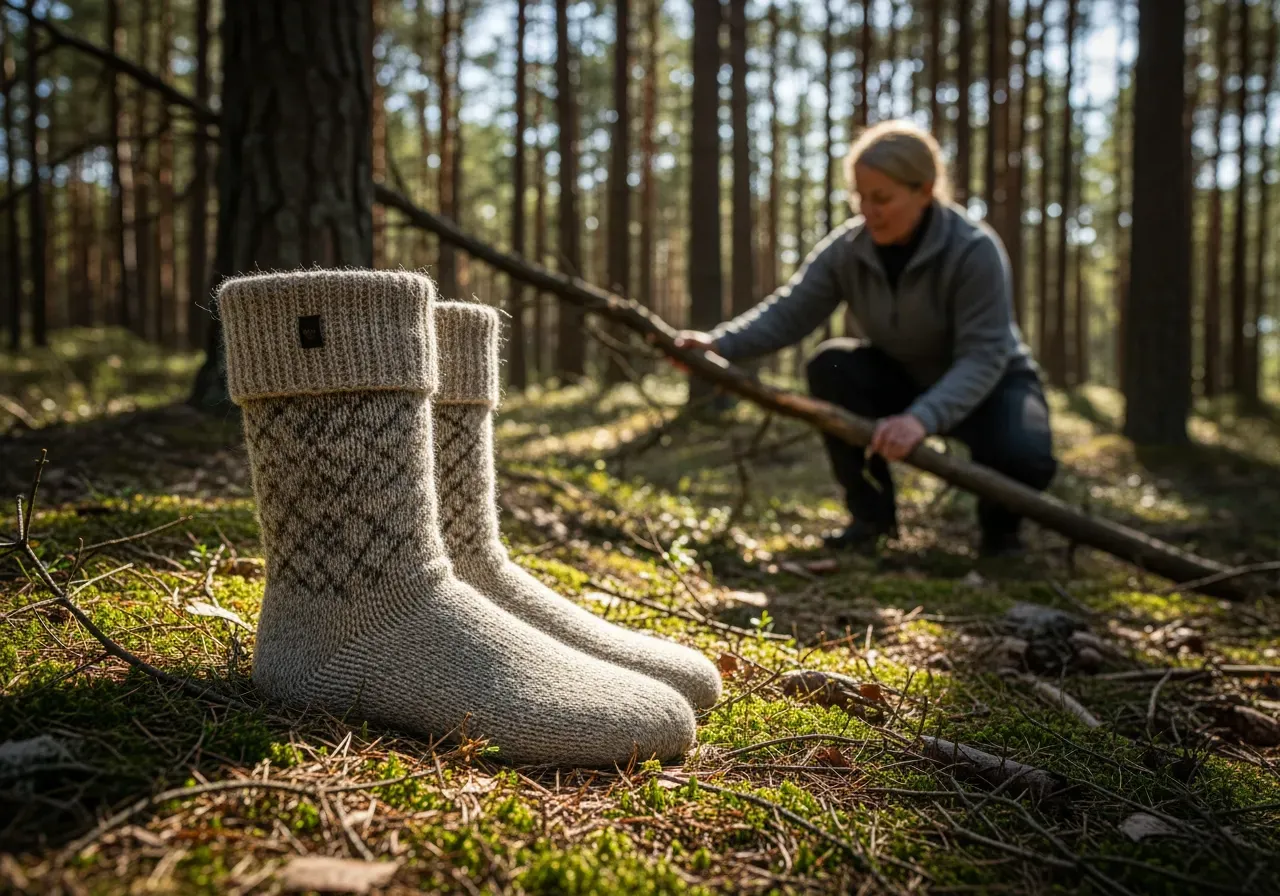 Jaktstrumpor i ull i skogen