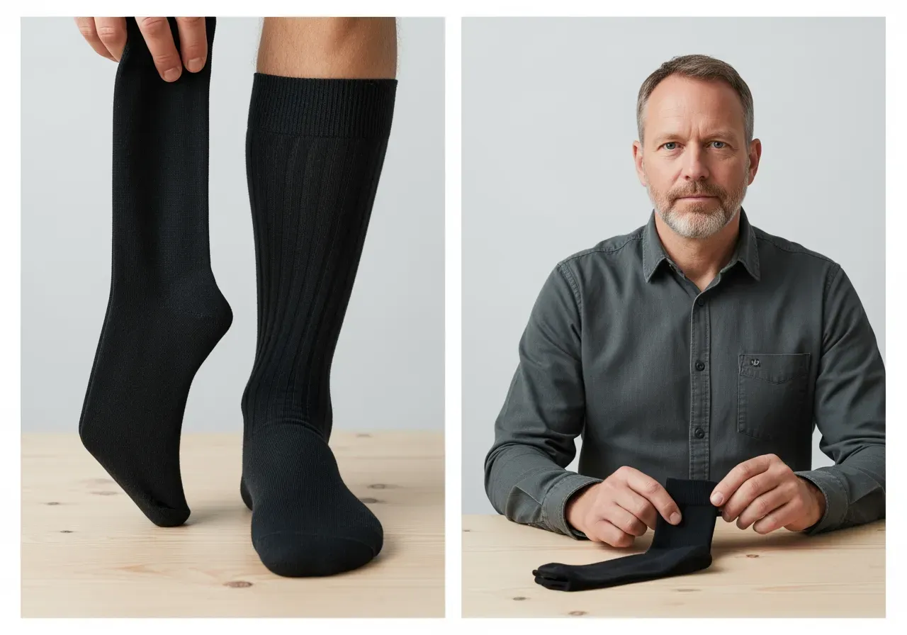 Kostymstrumpor i rätt material och längd