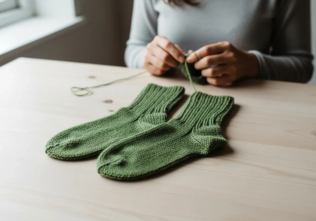 Mossgröna strumpor för nybörjare