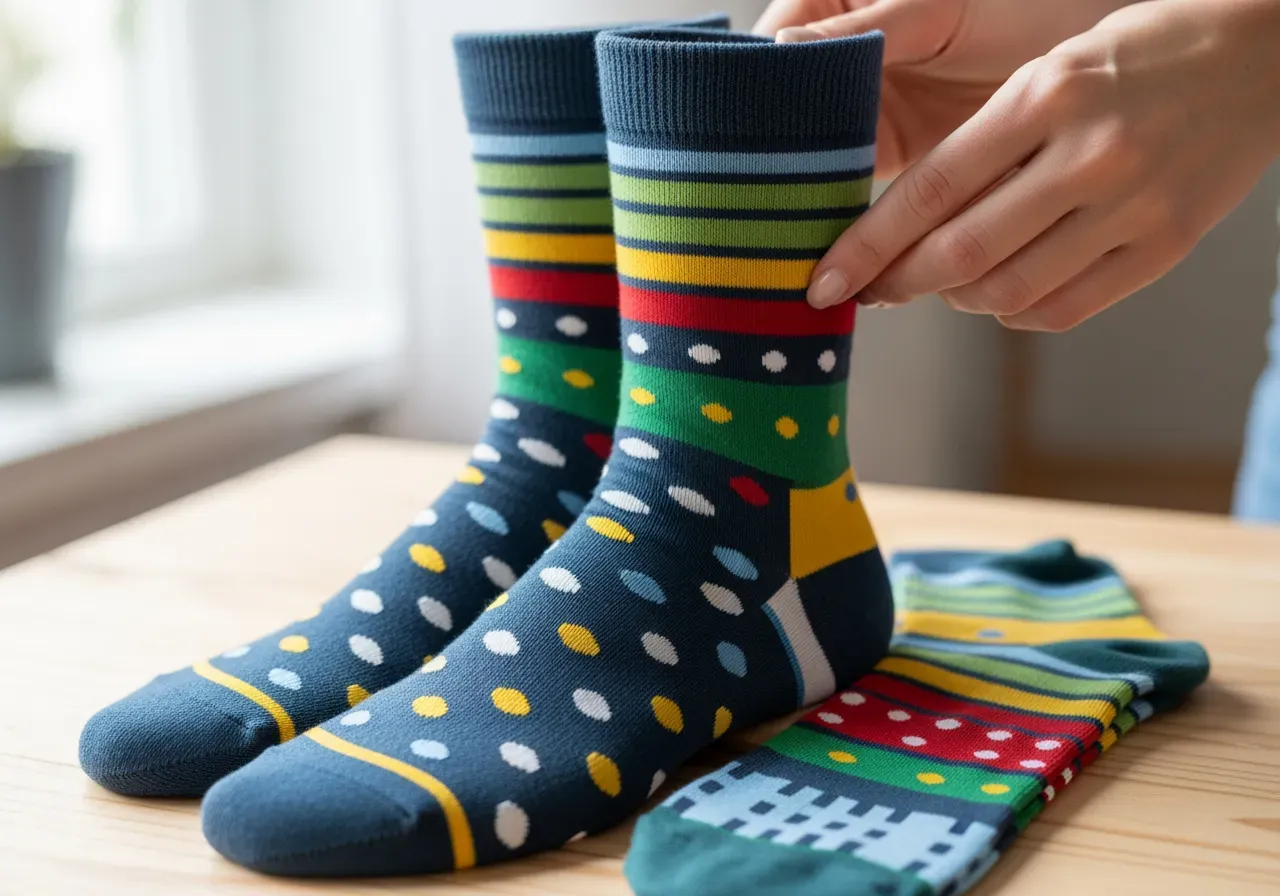 Färgglada motivstrumpor för nybörjare