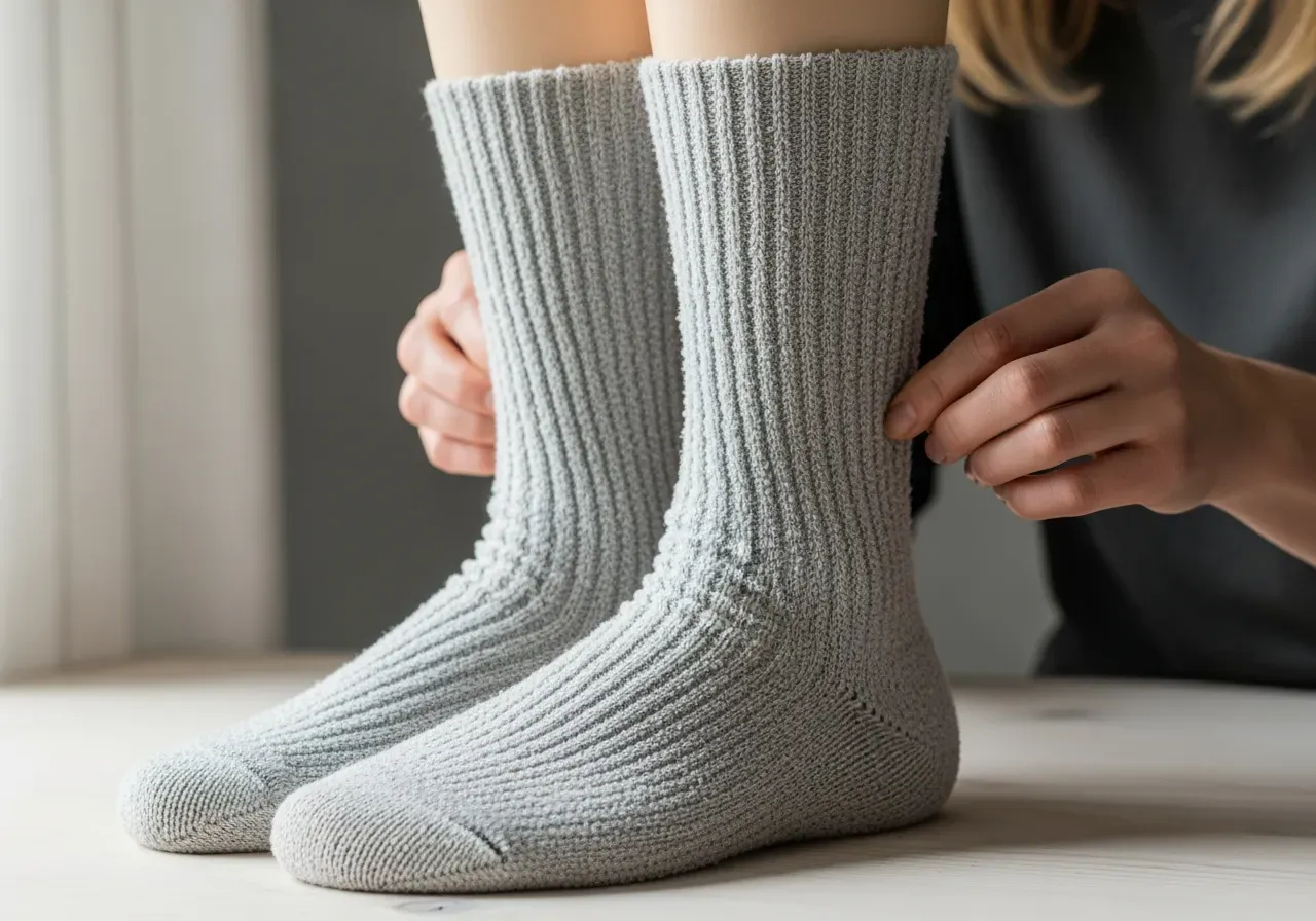 Resår och skaft på ullfrottéstrumpor