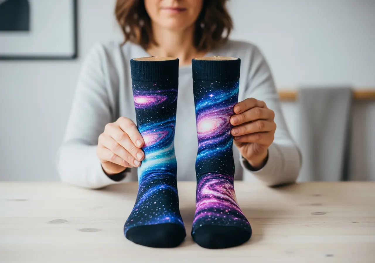 Rymdstrumpor för nybörjare med galaxmotiv