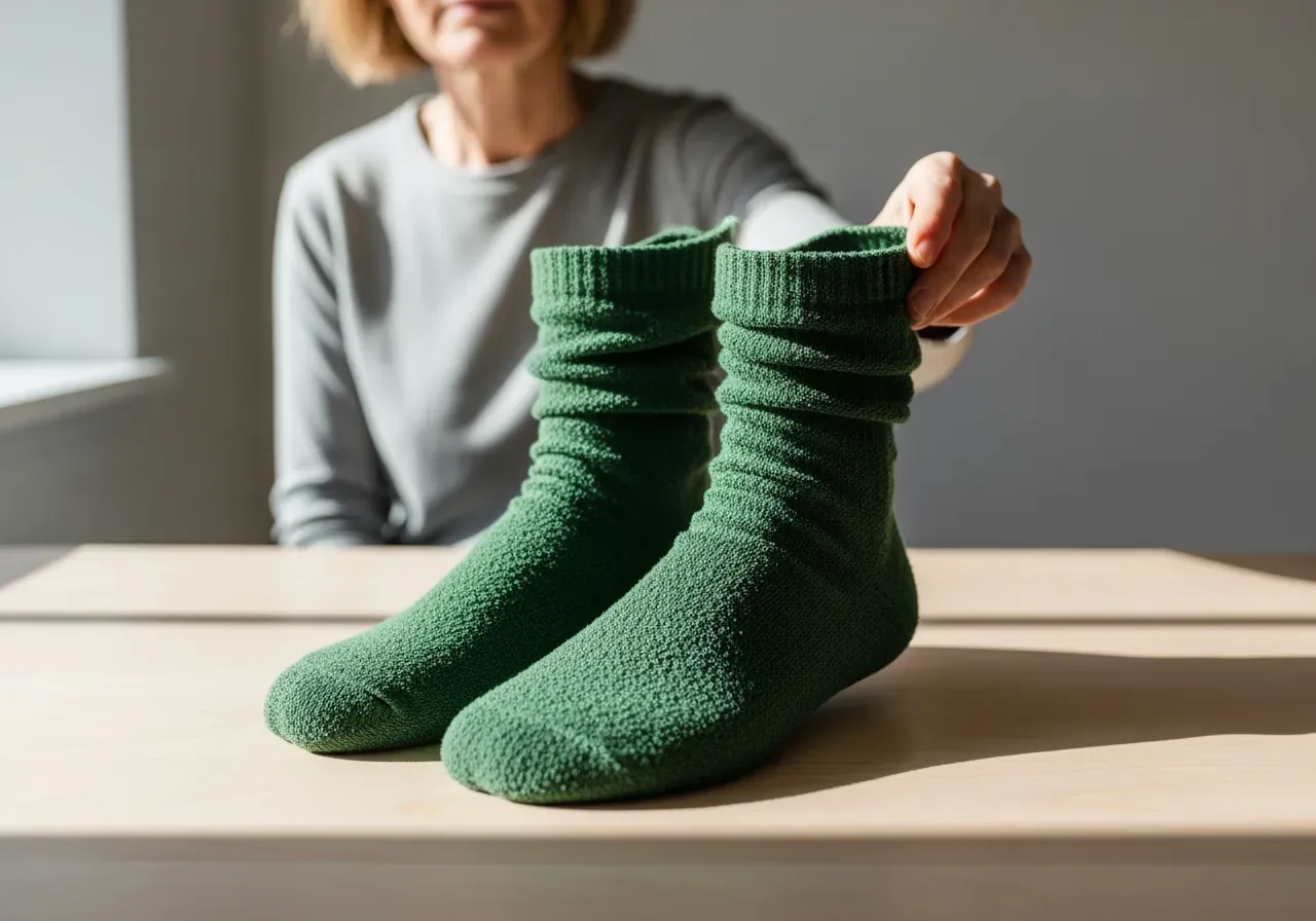 Skogsgröna frottéstrumpor i terry