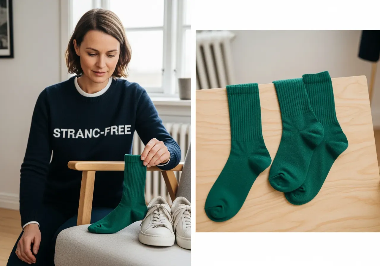 Smaragdgröna strumpor i vardagsstil