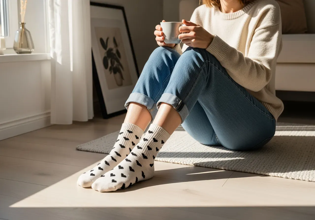 Hjärtmönstrade strumpor i vardagsstil