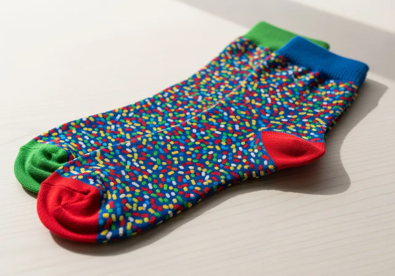 Färgglada strumpor med strössel