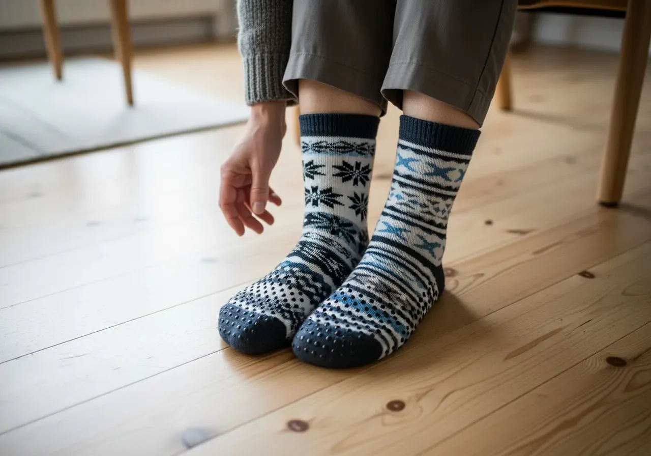 Värmesockor med motiv och halkskydd