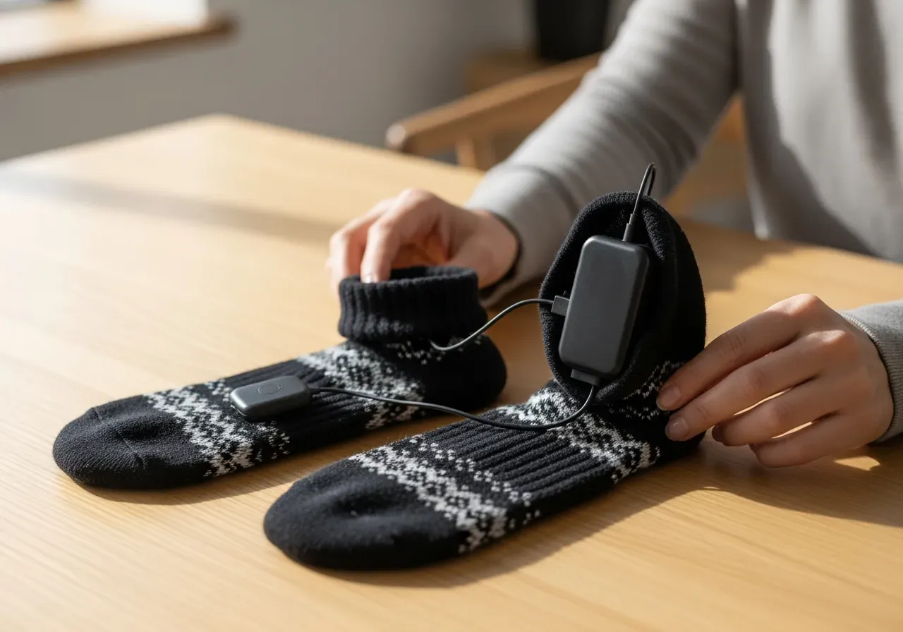 Värmestrumpor med batteripack för nybörjare