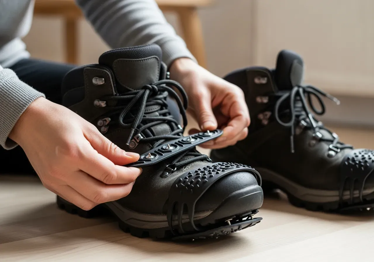 Montering av halkskydd på skor