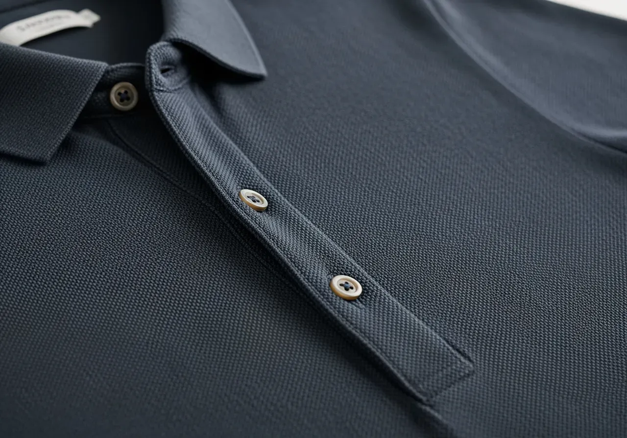 Detaljer på kortärmad piké