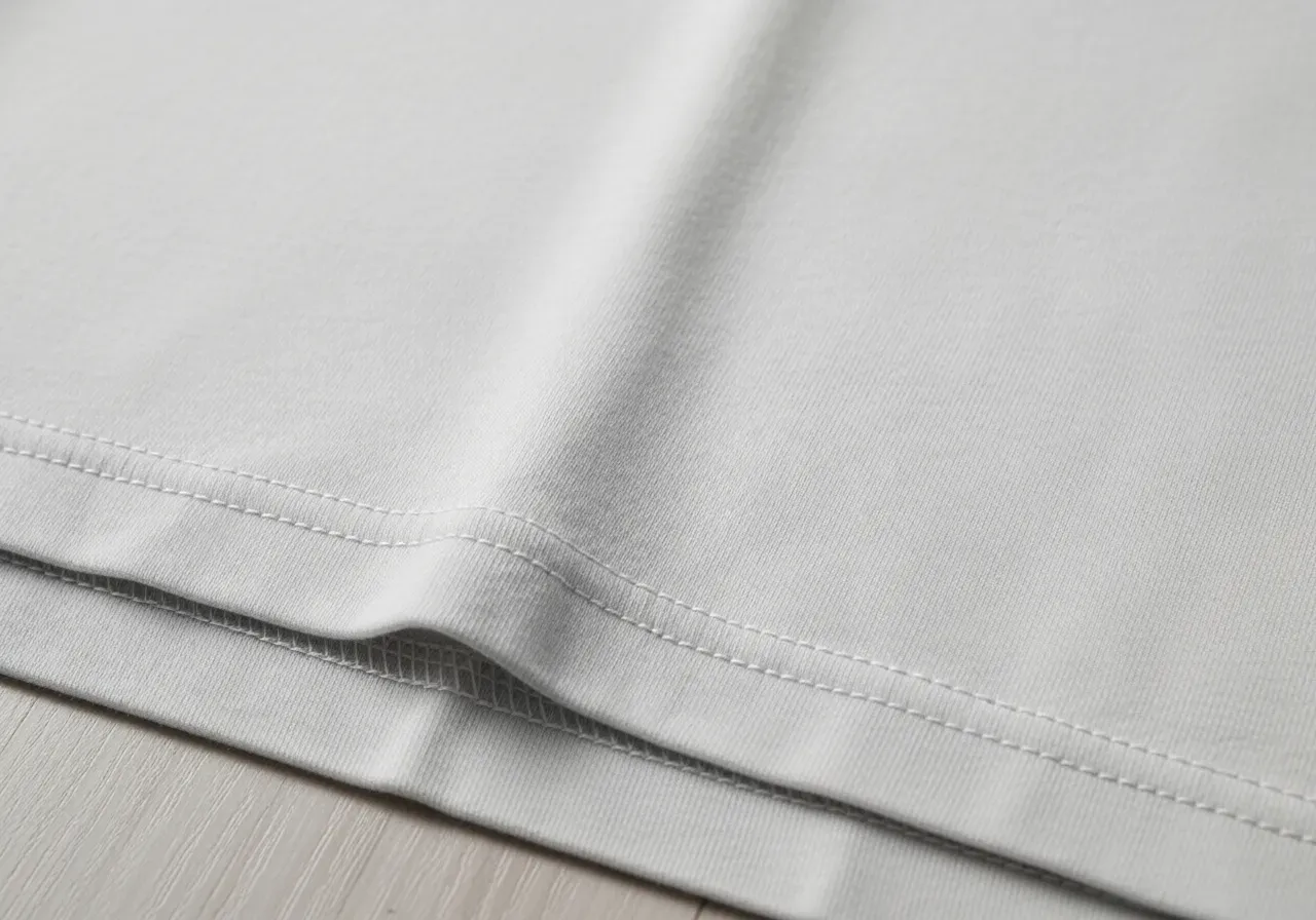 Detaljer på t-tröja sömmar och fåll