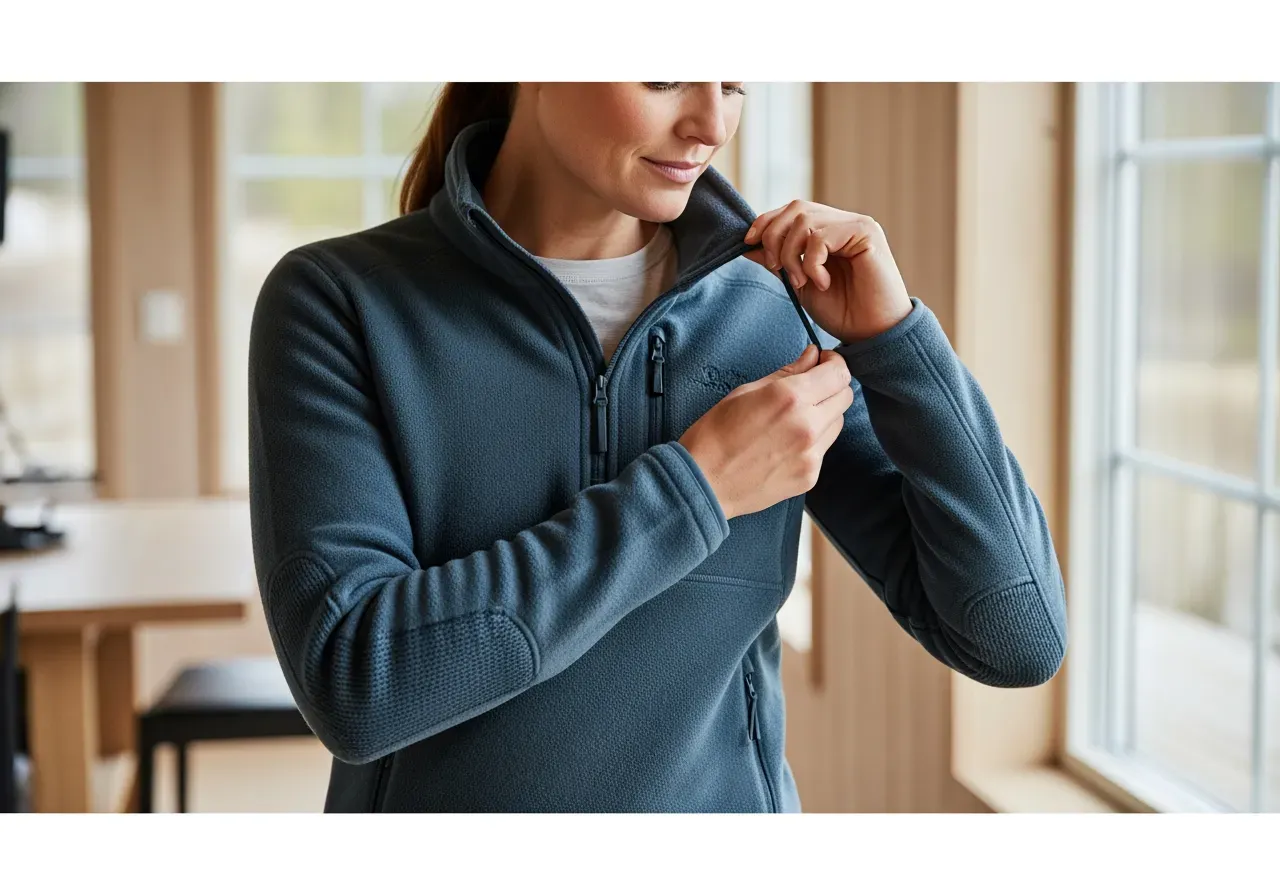 Ventilation i värmetröja med kort dragkedja