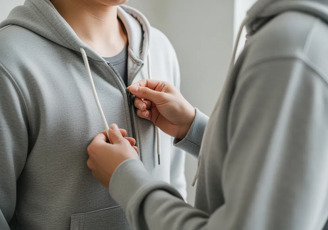 Skötsel av huvtröja med dragkedja