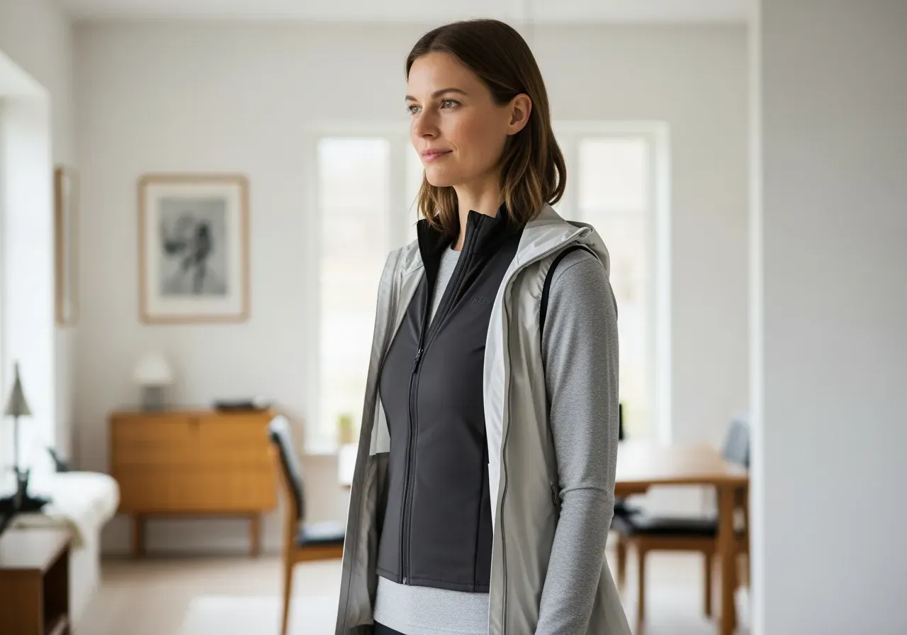 Tunn värmeväst i lager på lager