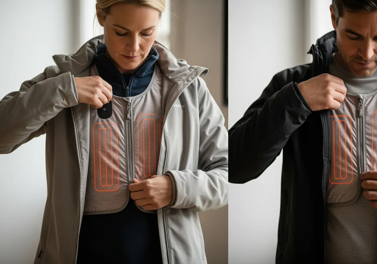 Tunn värmeväst under jacka