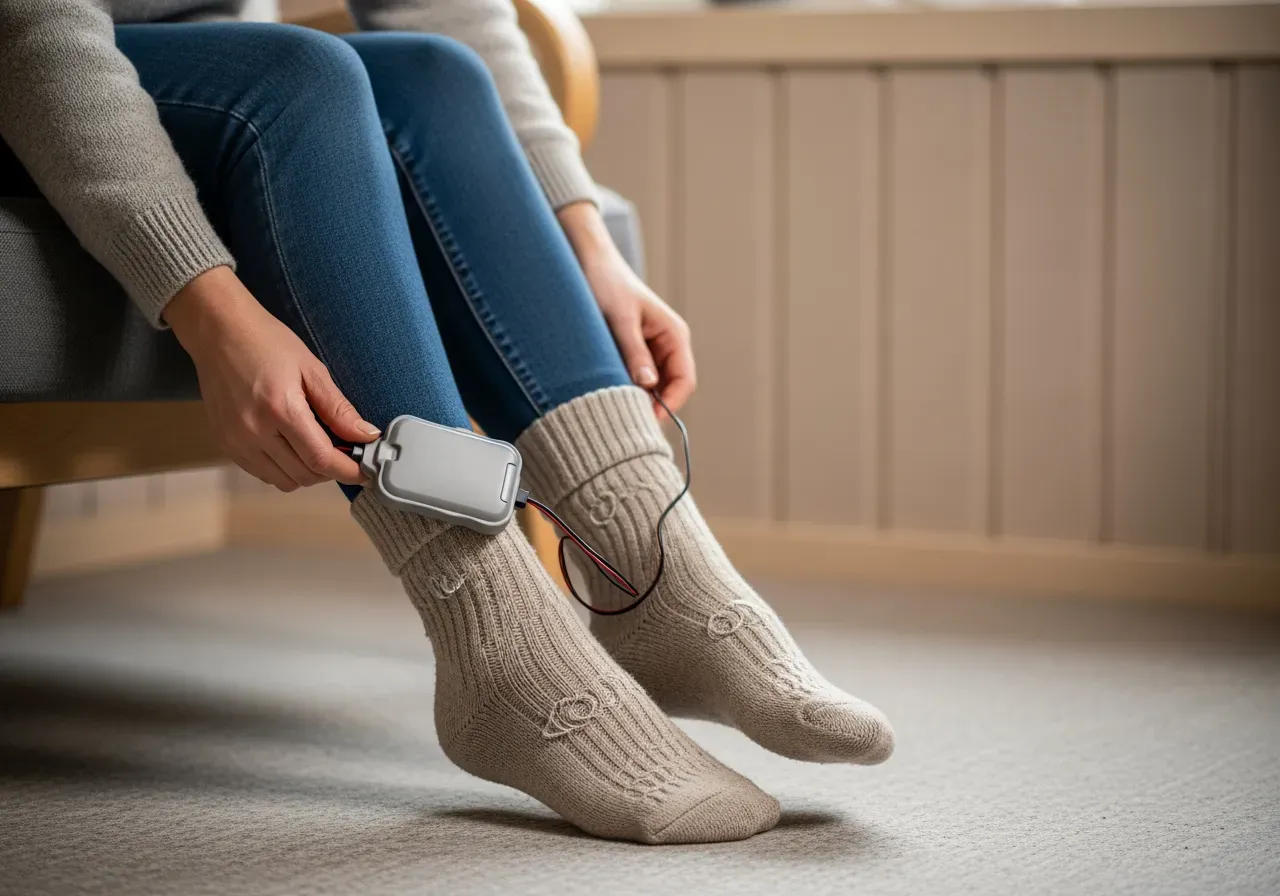 Värmestrumpor med batteripack för frusna fötter