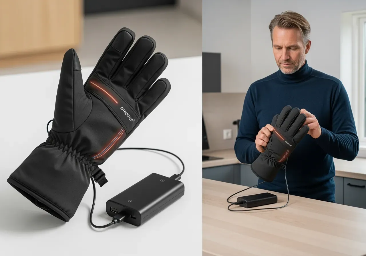 Värmevantar med externt batteri